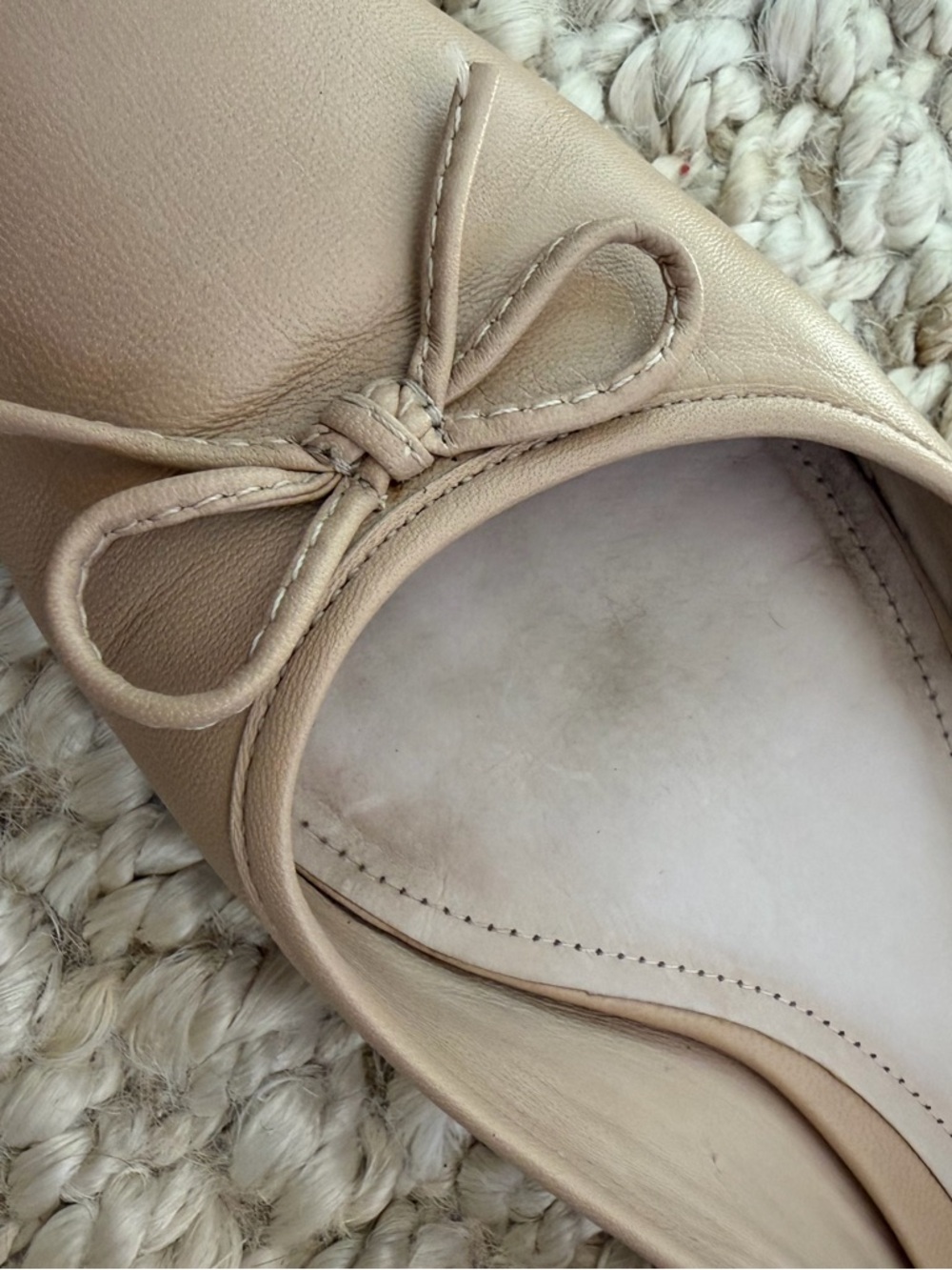 Porte & Paire (Net-A-Porter) Women’s Nude Ballet Flats with Bow - Picture 7 of 8